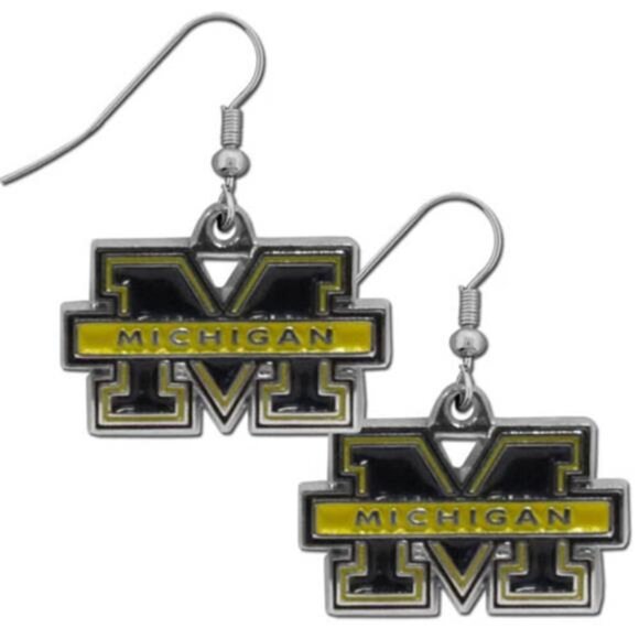 NCAA Siskiyou Sports Womens Michigan Wolverines Chrome Dangle Earrings One Size - Picture 1 of 2